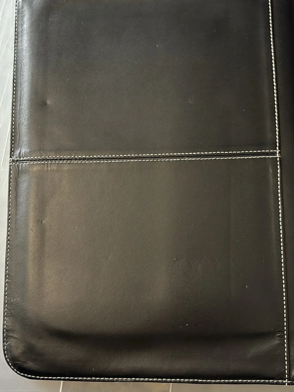 Dell Black Leather laptop case with White Stitching